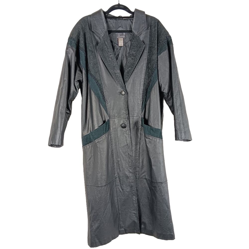 Vintage Marco Morani Long Leather Trench Coat Size L